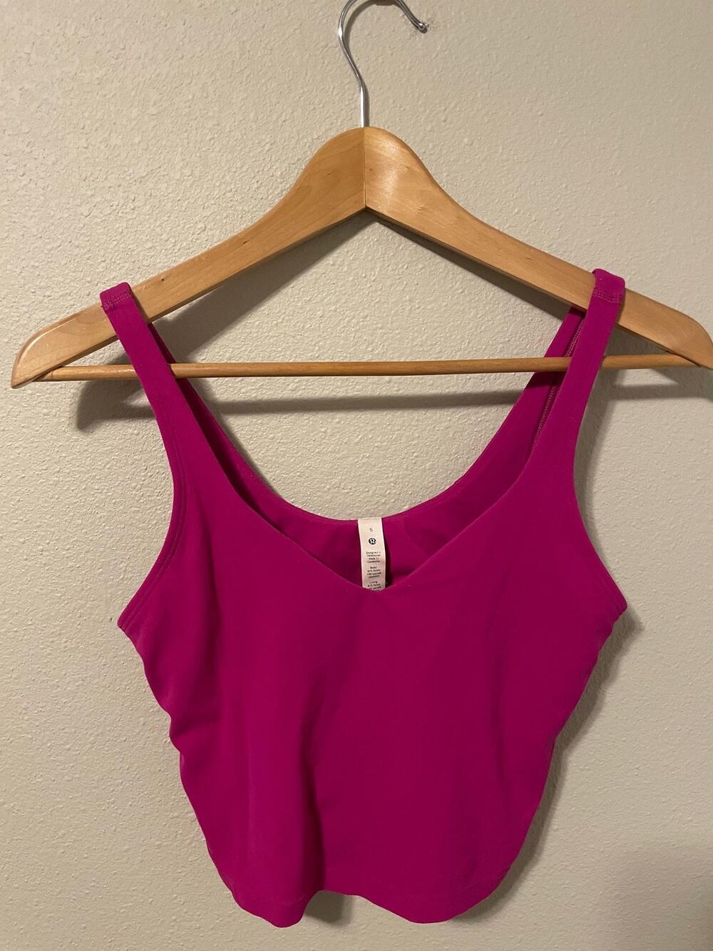 Lululemon Align Tank Top Womens 6 Pink Cropped Built In Bra Athletic LW1CW8S